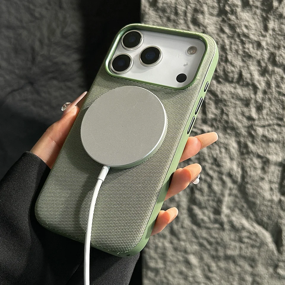 Funda magnética de tela tejida para iPhone 17 Pro Max 17 Air 16 15 14 13 12 11 Pro, para Magsafe, cubierta protectora de tela 5
