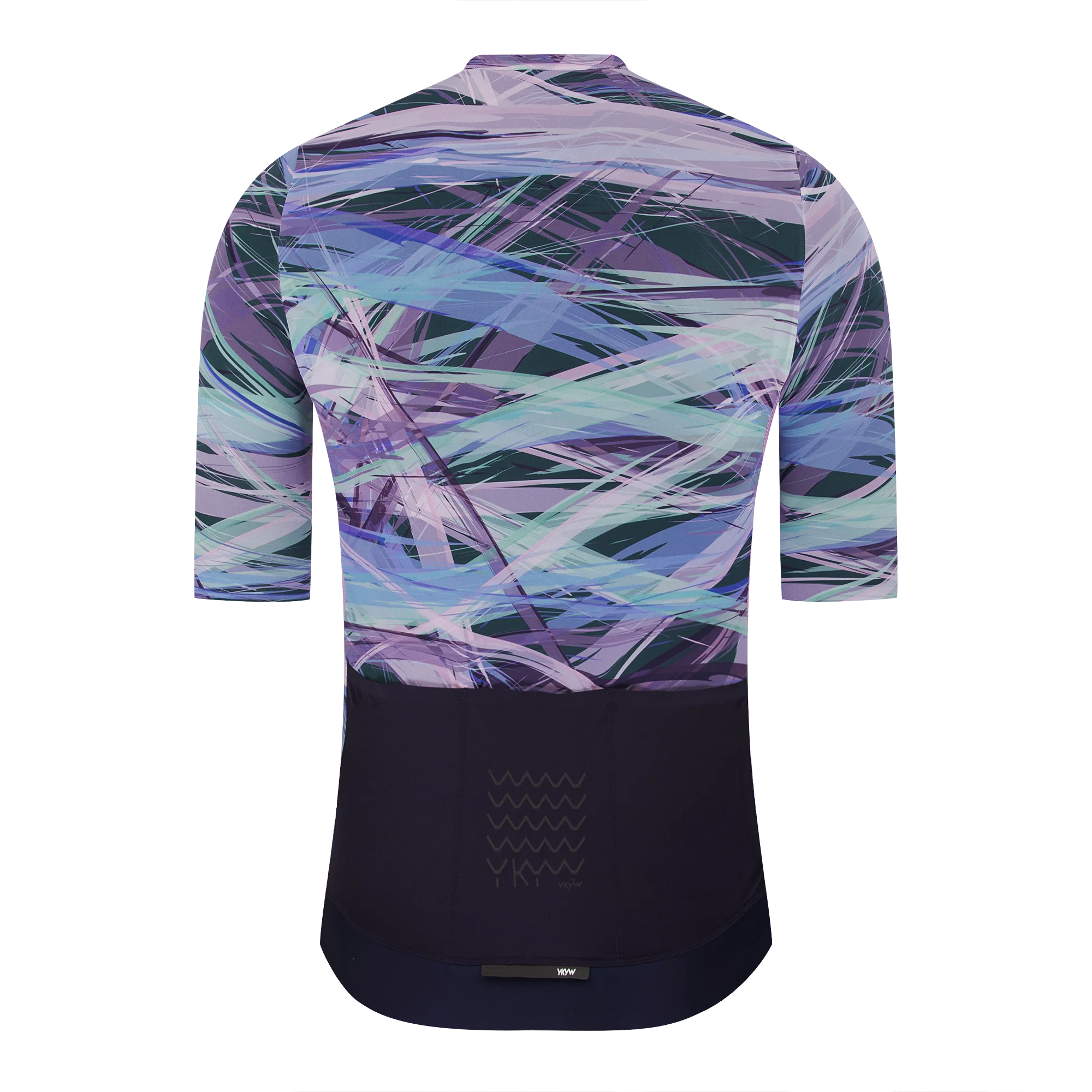 YKYW Herren-Radtrikot, kragenlos, weich, leicht, für Rennräder, atmungsaktiv, Sommer, kurzärmelig, nahtlos, schmal geschnitten – Detail 14