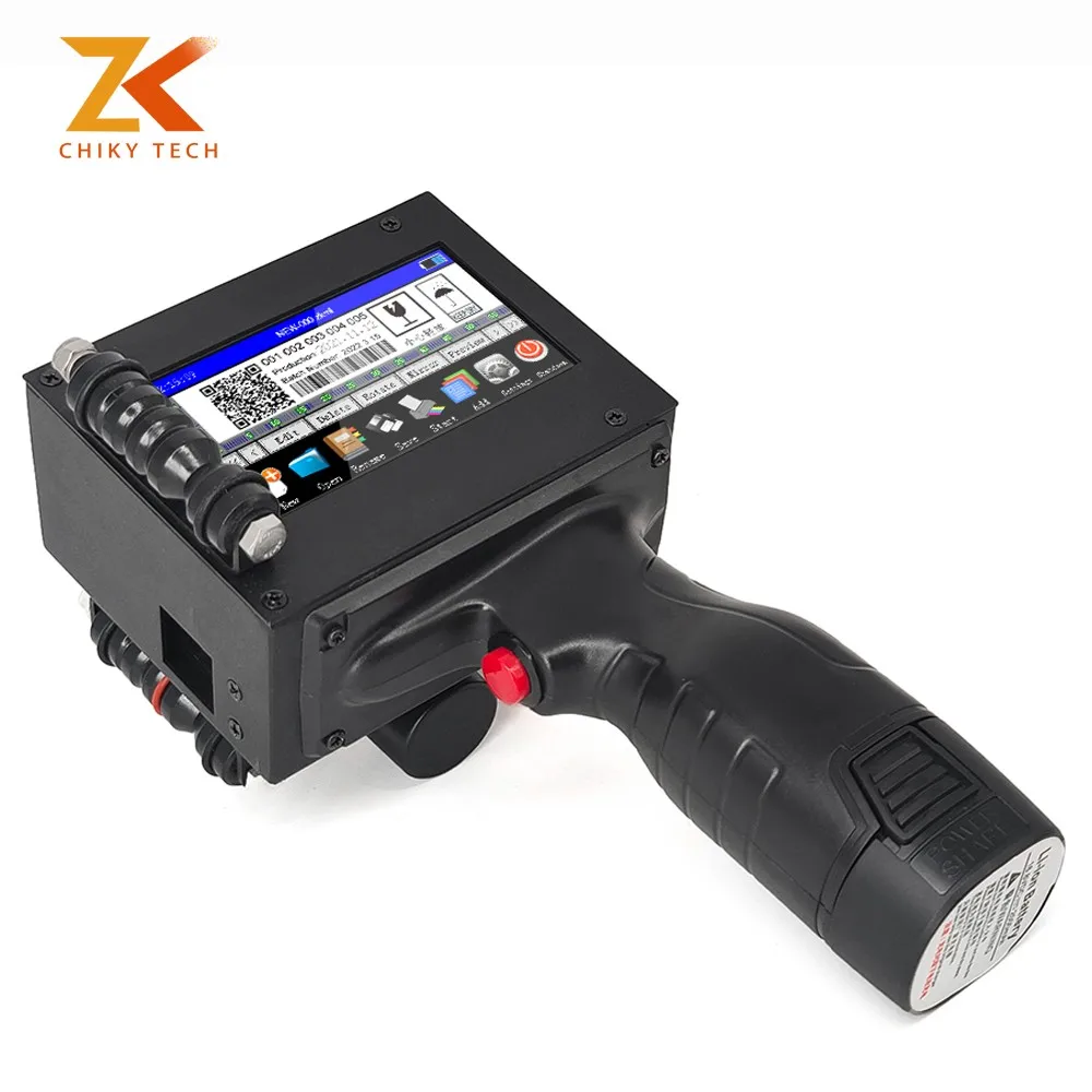 Imagem -05 - Chiky-pistola Impressora a Jato de Tinta Portátil Zk1680 Atualizada em Qualquer Superfície 168 v 600dpi 127 mm Portátil Logotipo Inteligente Secagem Rápida