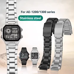 For Casio 3299 AE-1200 AE1200 AE1300 A159 A158 F91 A158W W-216 W-218 Solid Stainless Steel Bracelet Metal Watch Chain Strap 18mm