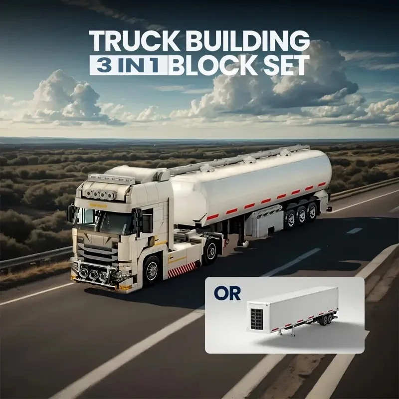 Blocs de construction de tête de camion européen, conteneur connectable, modèle de remorque, briques, jouets éducatifs de bricolage, cadeaux pour enfants, 421 pièces