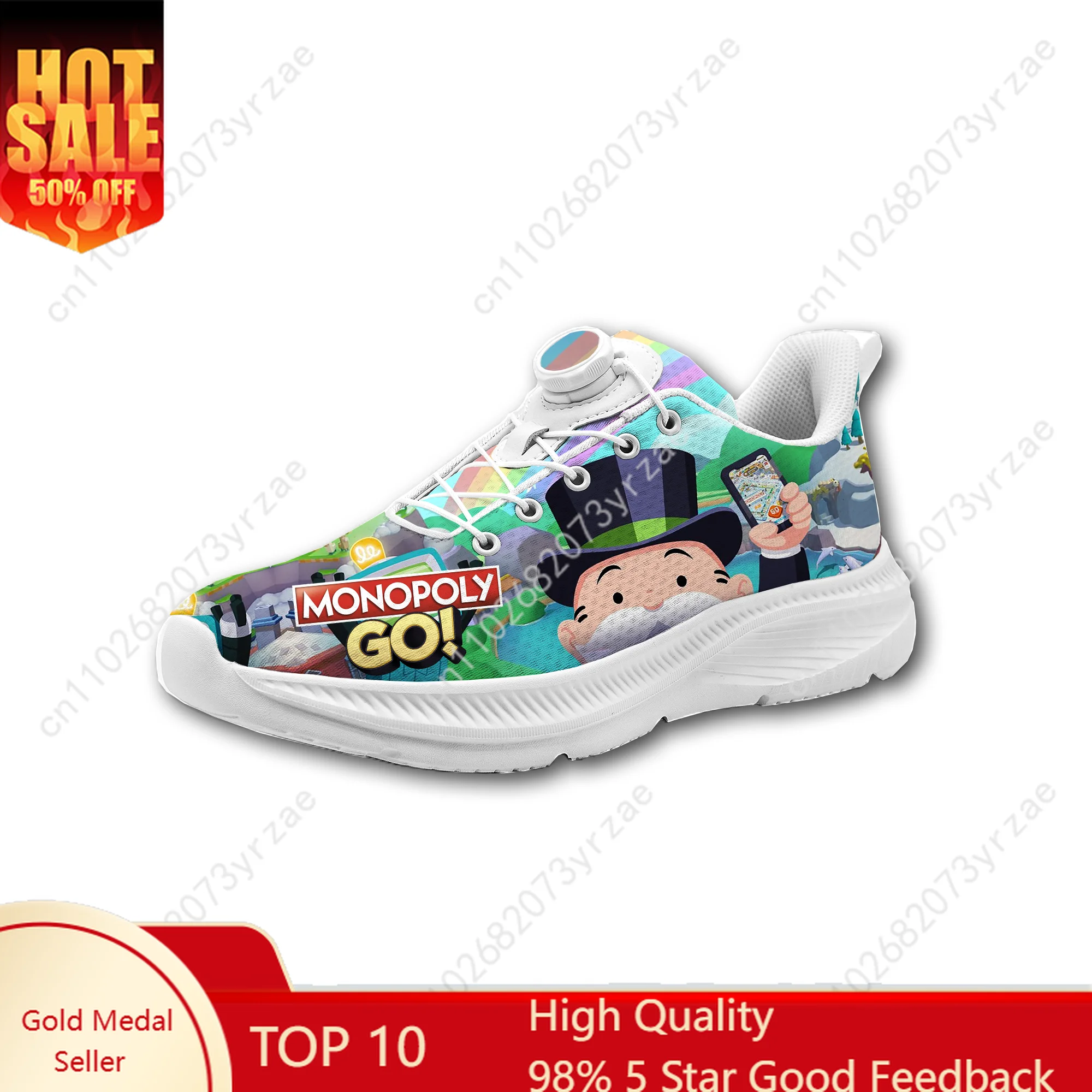 

Monopoly Go! Laceless Shoe Men Women Teenagers Comfortable Sneakers Stylish Rotating Buckle Closure Customizable Design Shoes