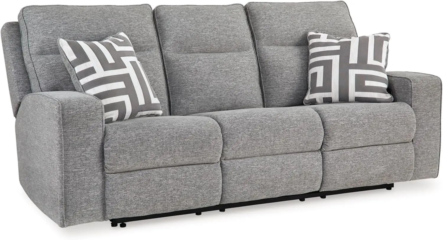 Biscoe Casual UV Resistant Power Reclining Sofa with Adjustable Headrest and USB Ports, Light Gray