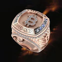 Men Women Luxury Bitcoin Commemorative Ring Creative Metal Punk Hip Hop Rock Trend Men's Ring Party Light Luxury Jewelry Gifts