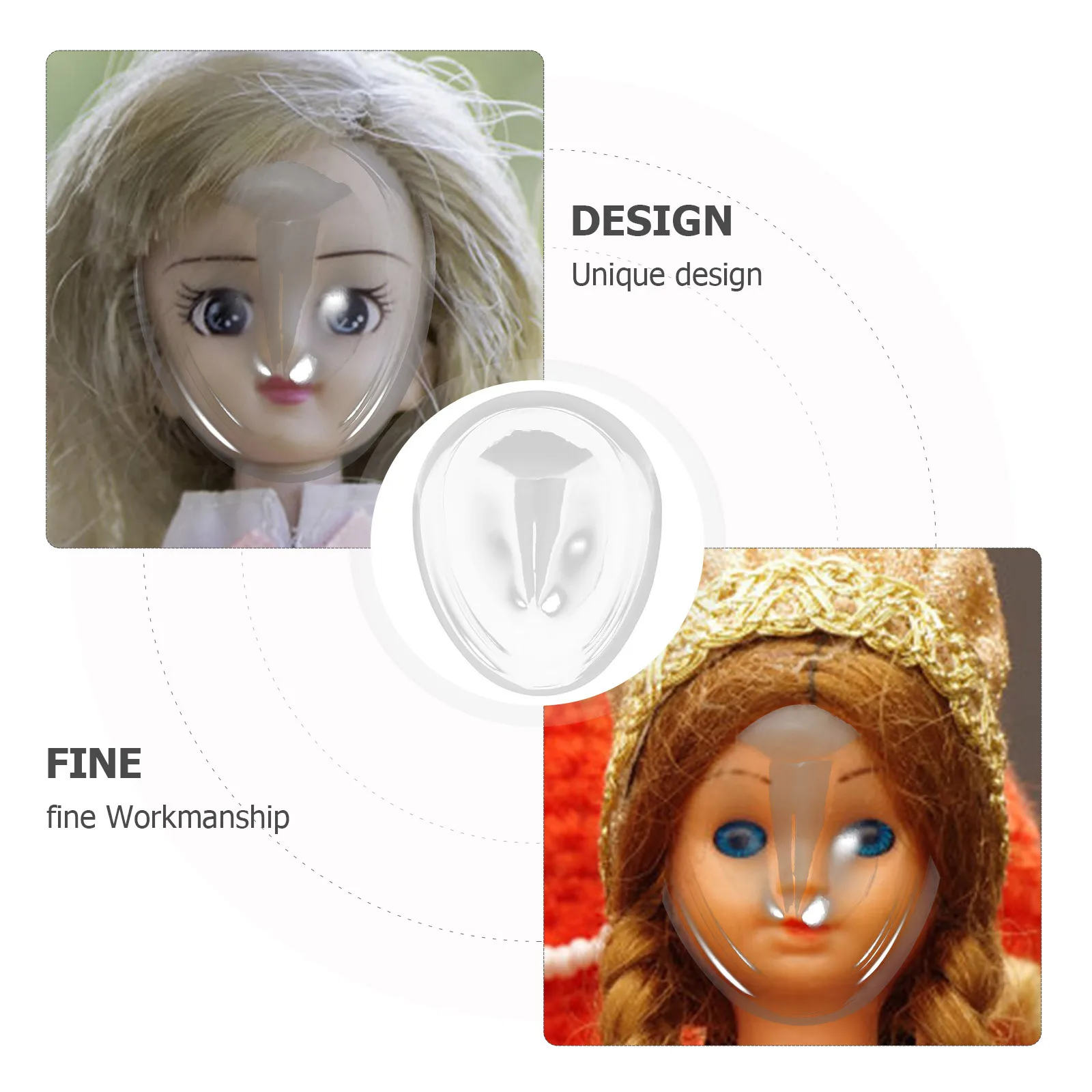 

4Pcs Clear Plastic Mini Face Covers for Bjd Protection Makeup Mask DIY Craft Accessories Plastic Mask