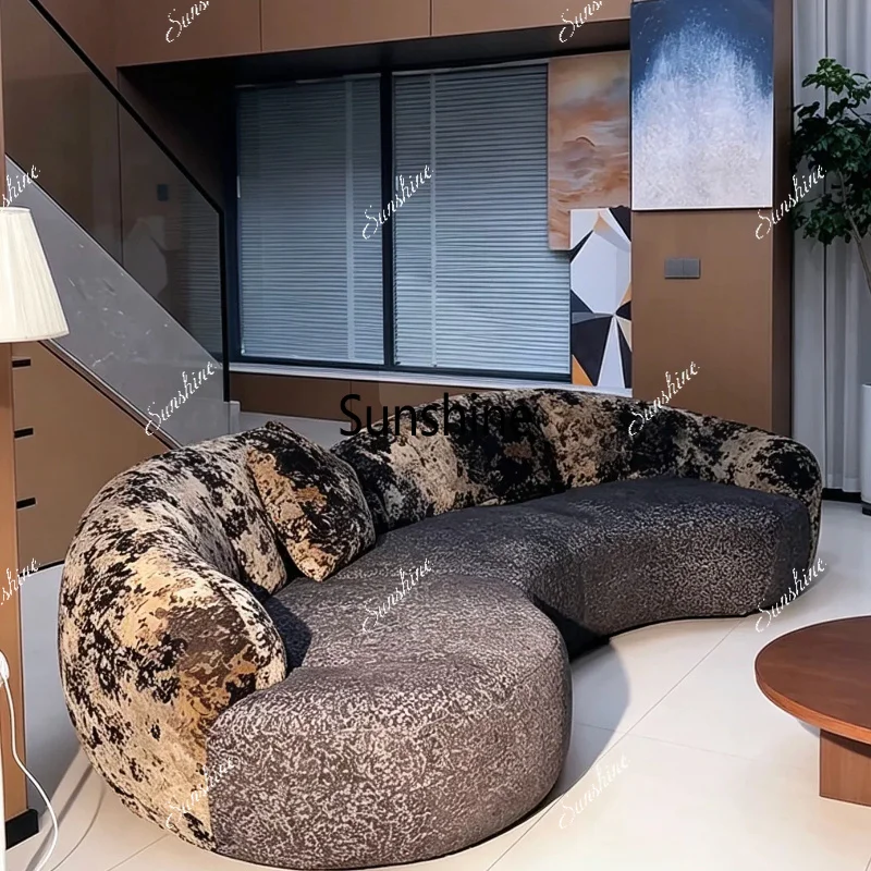 Modern design, chenille jacquard color matching fabric sofa size apartment living room arc