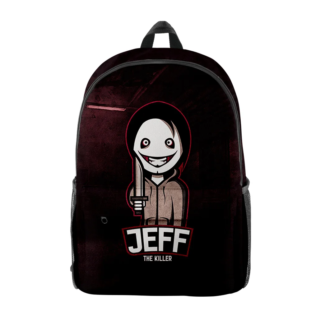 Jeff The Killer 2024 Backpack Student School Bag Unisex Daypack Zipper Traval Bag Casual Style Harajuku Bag