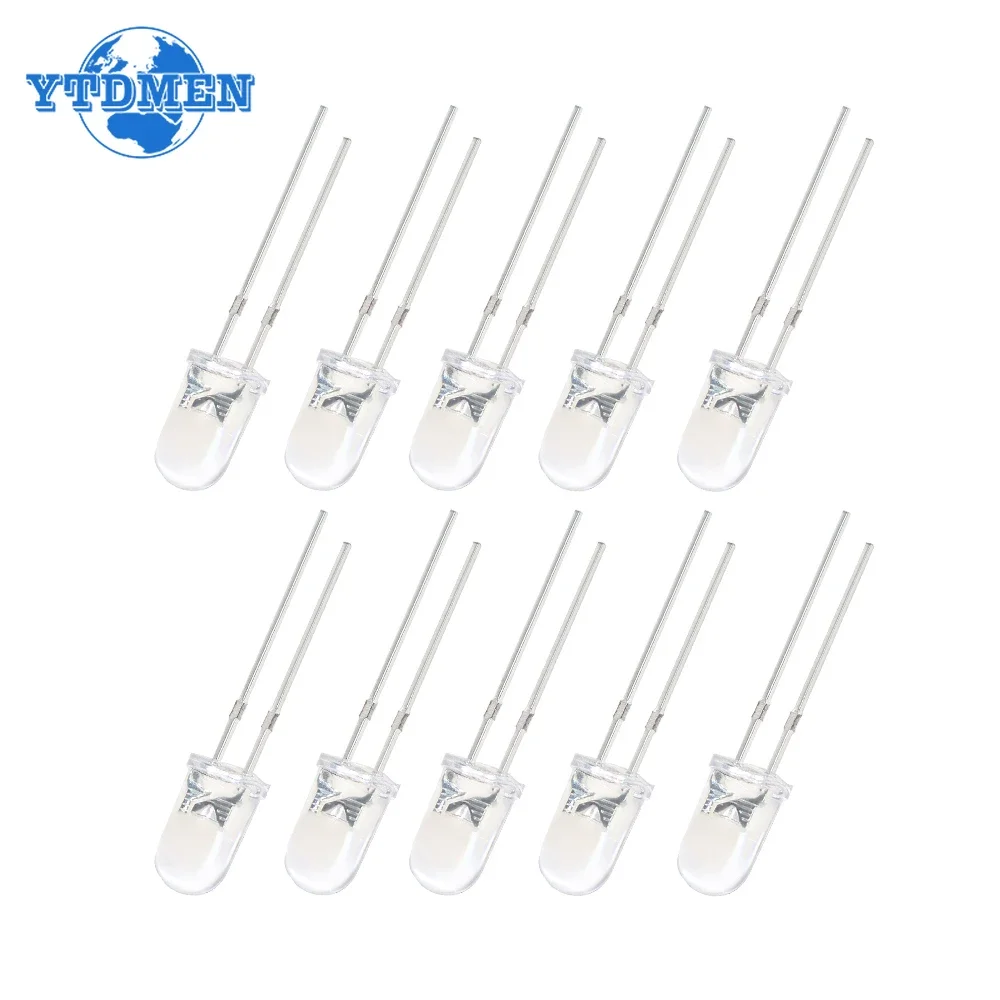 50/100 stks 5mm LED Ultra Heldere Transparant Wit Groen Rood Blauw Geel Oranje Lichtgevende Diode Ronde LED Assortiment Kit