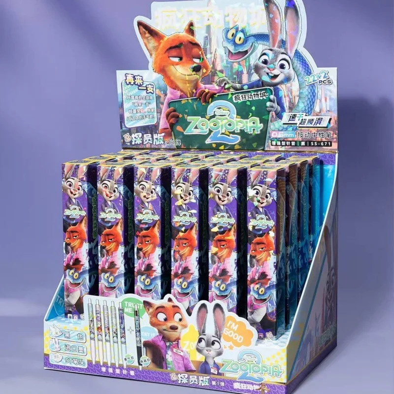 

24 шт./лот, гелевые ручки с героями мультфильмов Disney Zootopia Press для письма, нейтральная ручка с черными чернилами 0,5 мм, офисные школьные принадлежности
