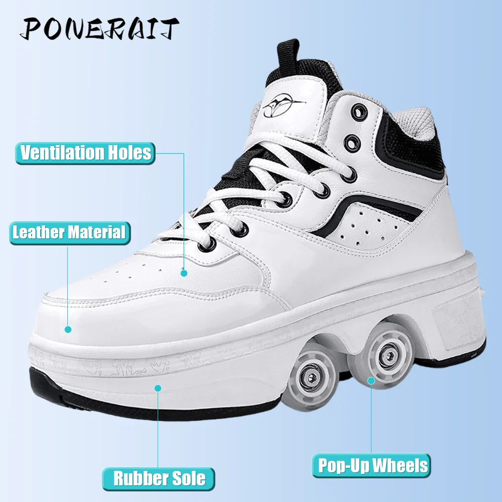 Roller skate Unisex Kids Outdoor Casual Child\'s Deformation Parkour Shoes with 4 wheels Sneakers For Girl From Teenager Gift