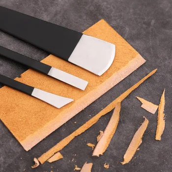 3 조각 가죽 칼 키트 절단 라운드 Skiver 칼 Leathercraft 작업 도구에 대 한 Skiving DIY 고 탄소 철강 블레이드 세트