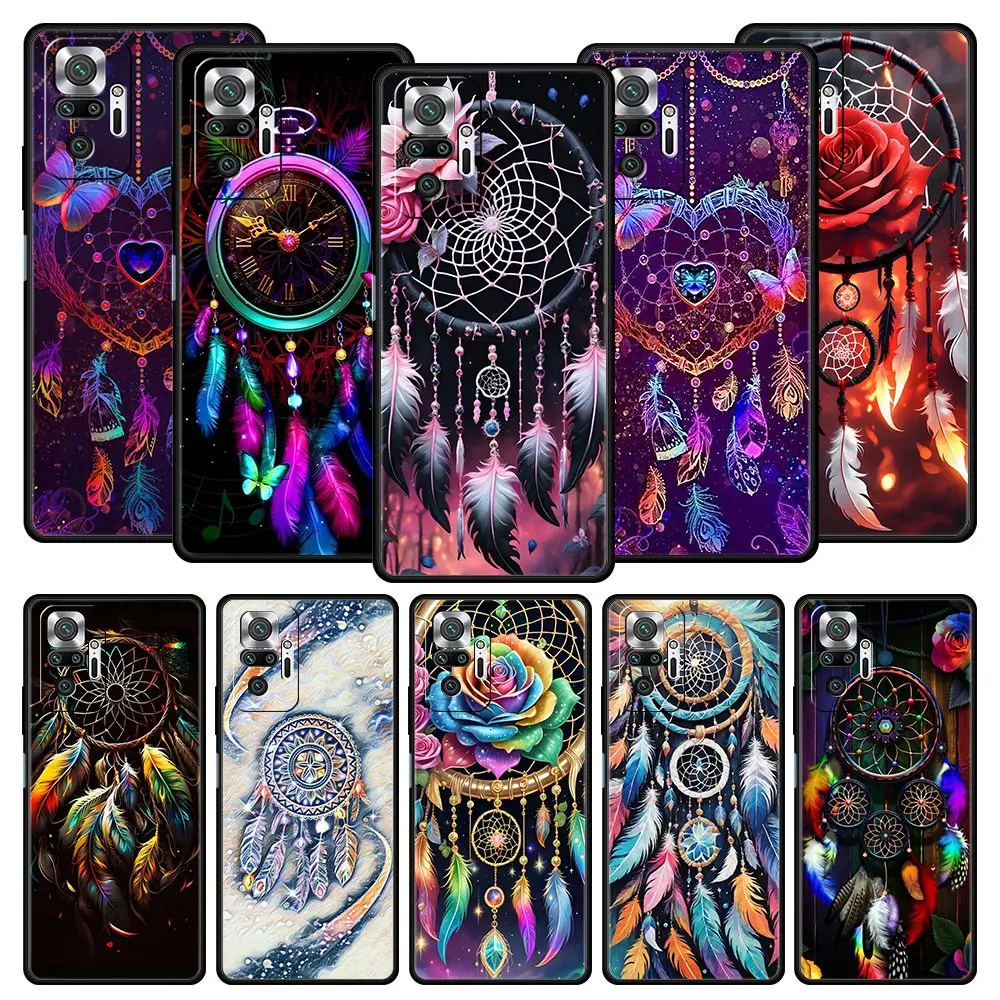 Funda Protectora para Teléfono Redmi 14C 10C Note 15 14 13 12 10 11 Pro Plus K40 5G, TPU Suave Antigolpes, Fundas con Diseño de Mandala y Atrapasueños