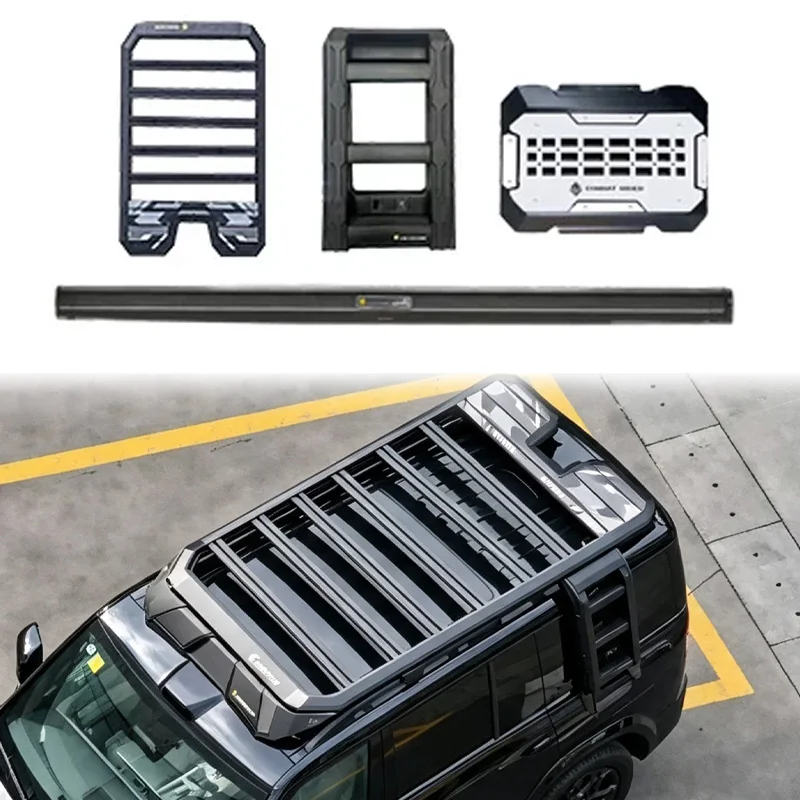 Full Set Aluminum Roof Platform Luggage Rack Side Ladder Side Storage Box Side Awning for BYD Leopard Ti7 Offroad Accessories