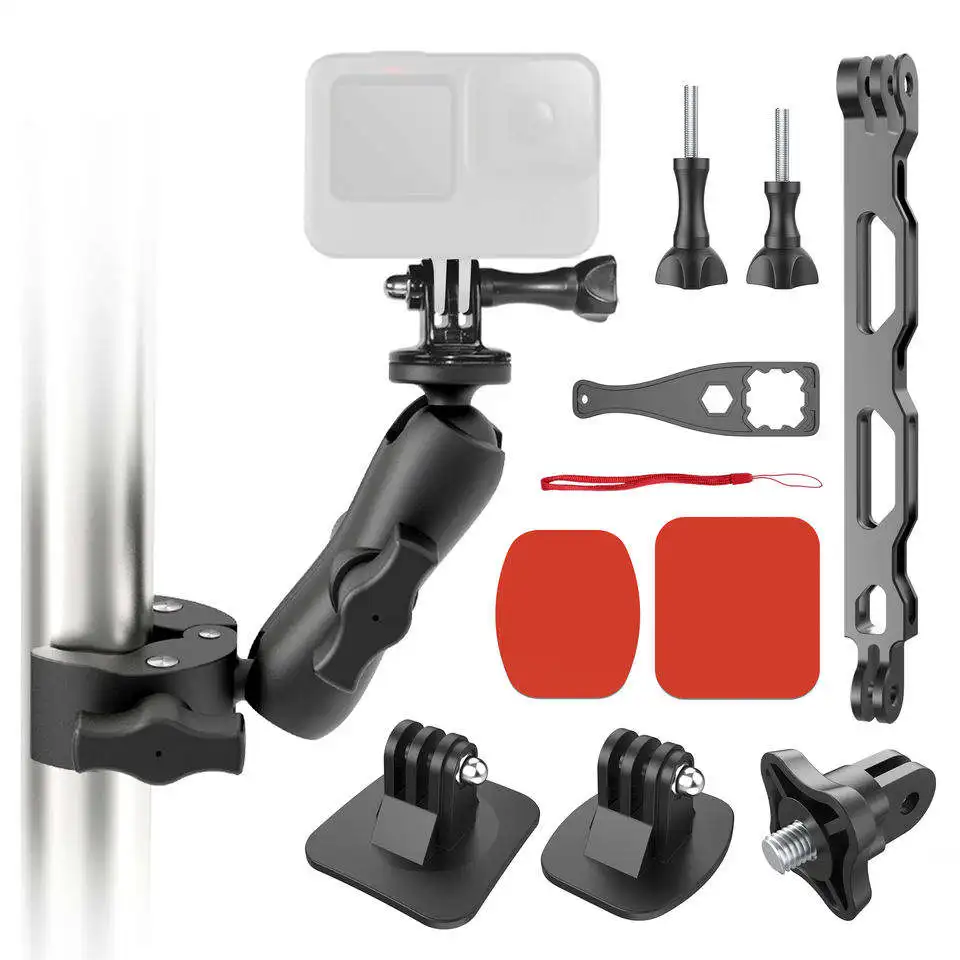 Motorcycle Accessories Mount Bundle Kit for Insta360 X4 X3 Large Diameter 360 Double Head Rotating Bracket Clip For GoPro Camera