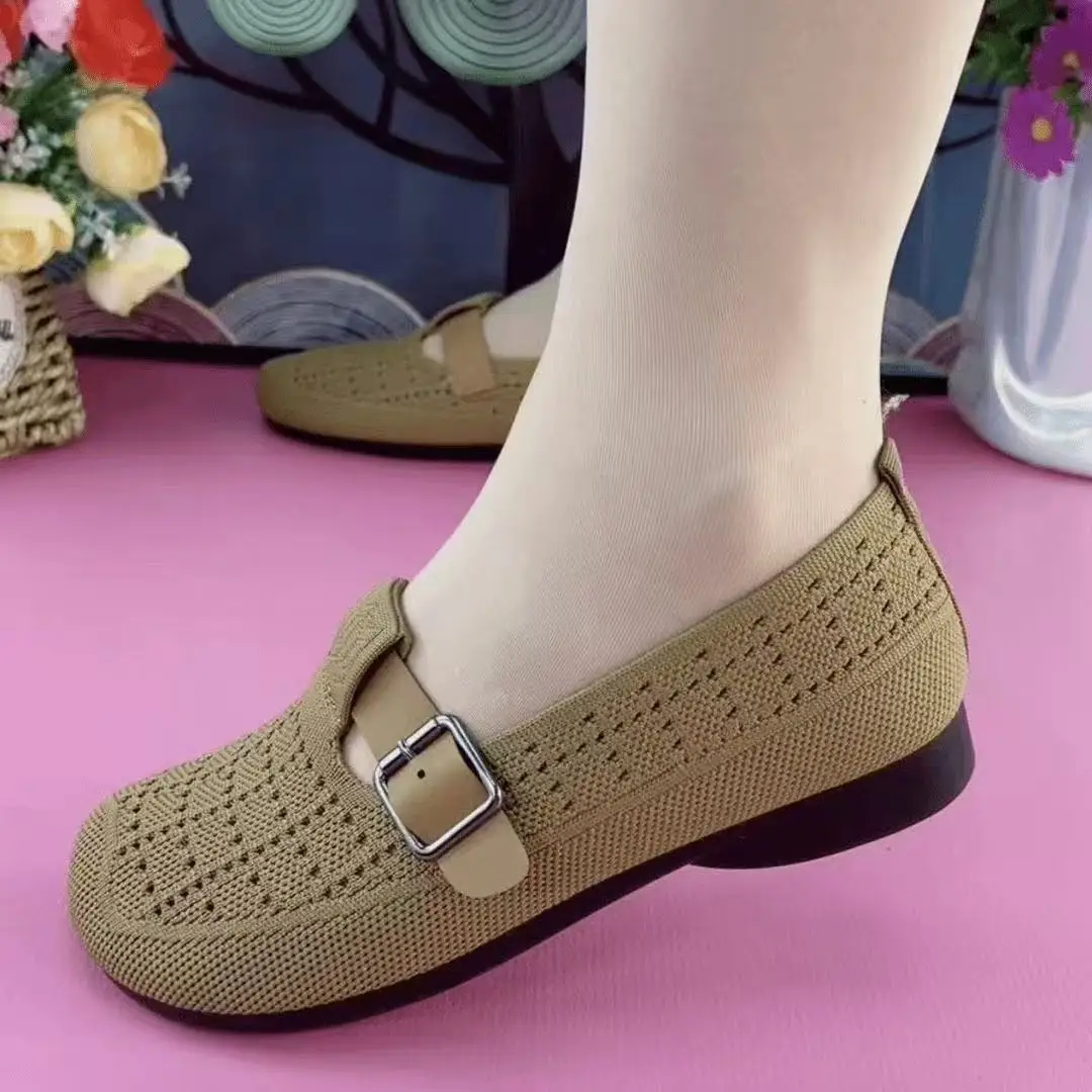 2026 Sommer Damen Atmungsaktive Mesh Mary Jane Flats Weiche Rutschfeste Sohle Leichte Bequeme Slip-on Laufschuhe für Mütter – Detail 4