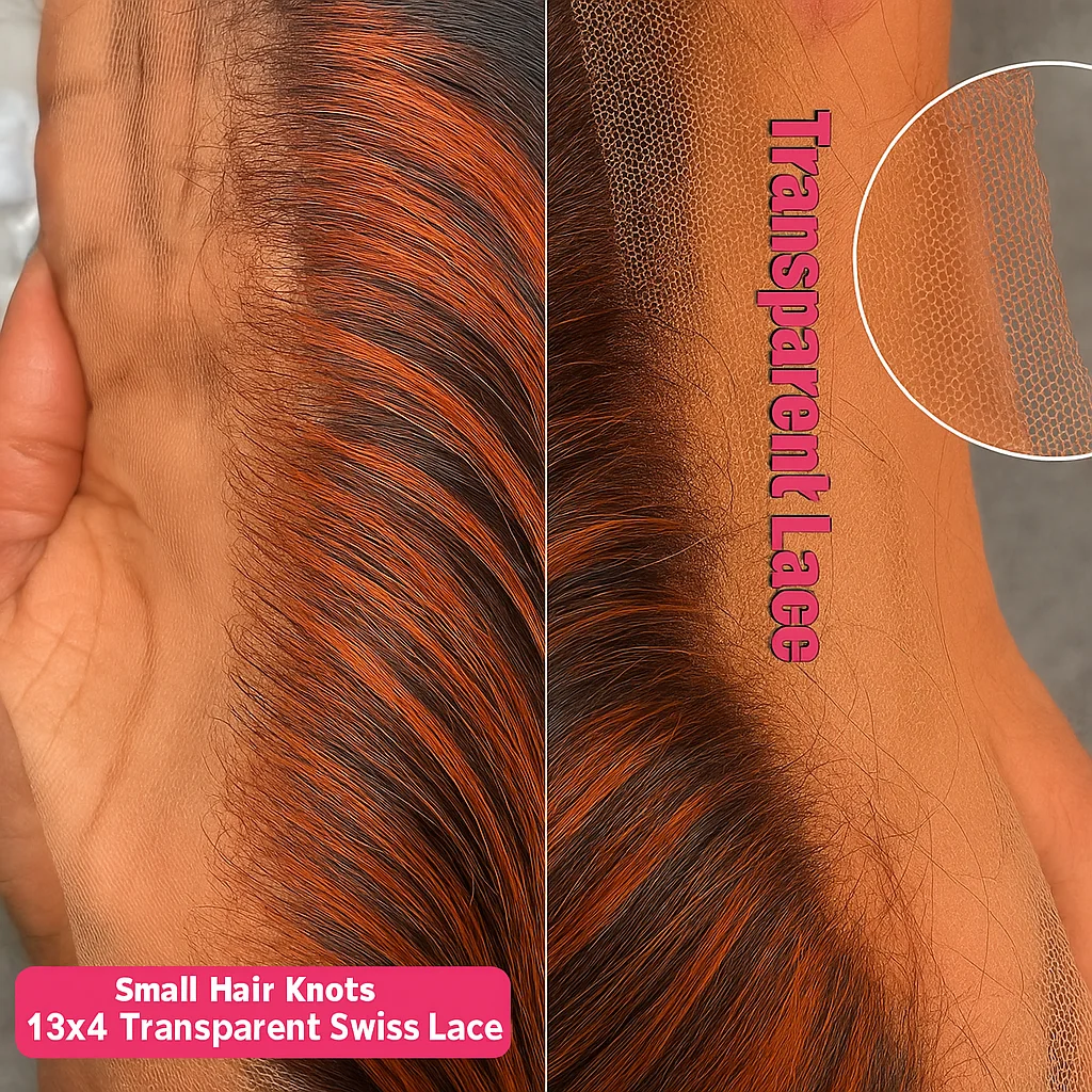 Peruka Bob Krótka z Włosów Naturalnych Ombre Brąz z Pasemkami w Kolorze Imbiru, Krótkie Proste Peruki z Przedziałkiem 13x4 Lace Frontal, Gotowe do Założenia Bez Kleju dla Kobiet