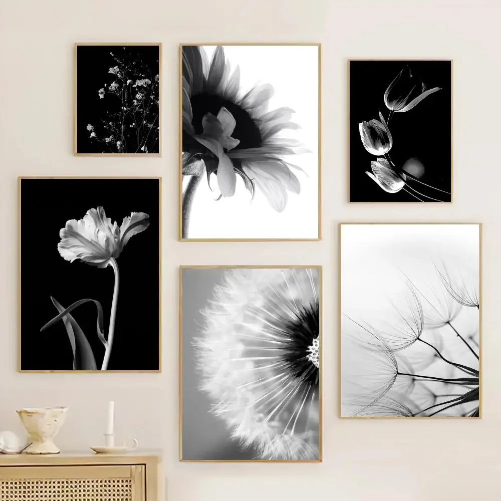 Black and White Art Plant Flower Poster Canvas Painting High Quality Painting Home Living Room Bar Wall Decoration