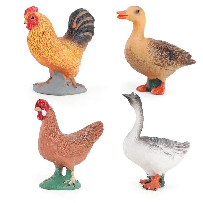 Simulation Animal Poultry Chick Duck Goose Educational Children's Cognitive Model Ornaments Plastic Decoration Gift A33