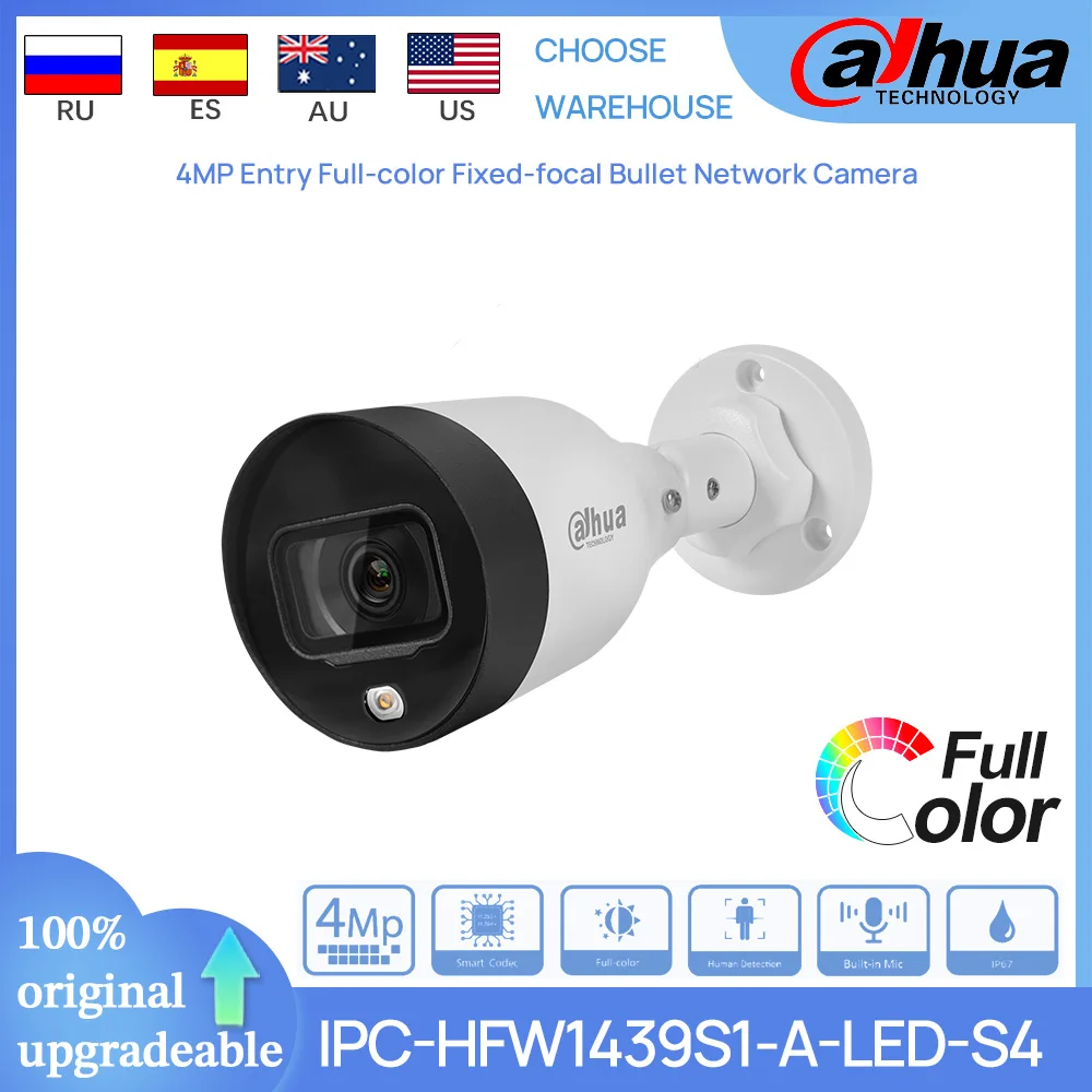 

Dahua Original IPC-HFW1439S1-A-LED-S4 4MP Entry Full-color Fixed-focal Bullet POE Network Camera Bulit-in MIC Motion Detection