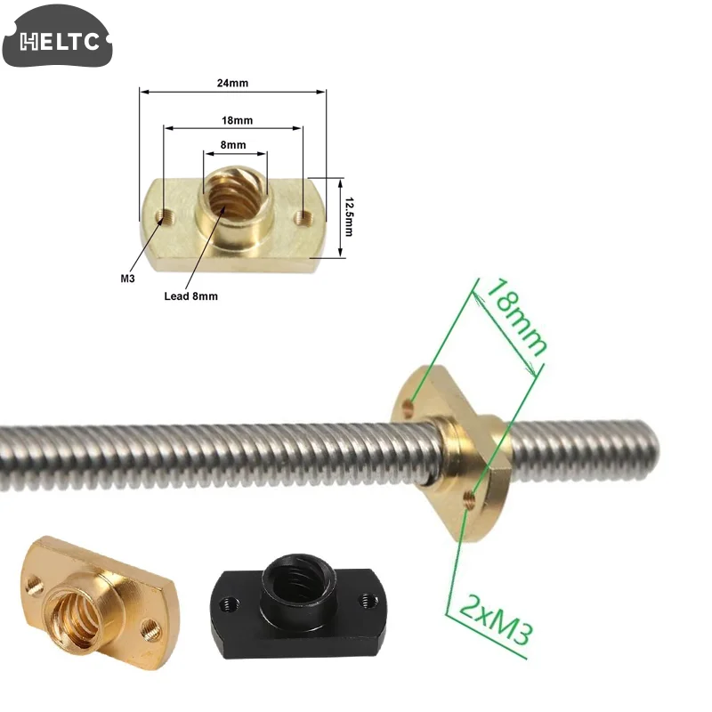 1PC T8 Lead Screw Nut Pitch 2mm Lead 8mm Brass POM T8x8mmFlange Lead Screw Nut For CNC Parts Ender 3 CR10 3D Printer Accessories