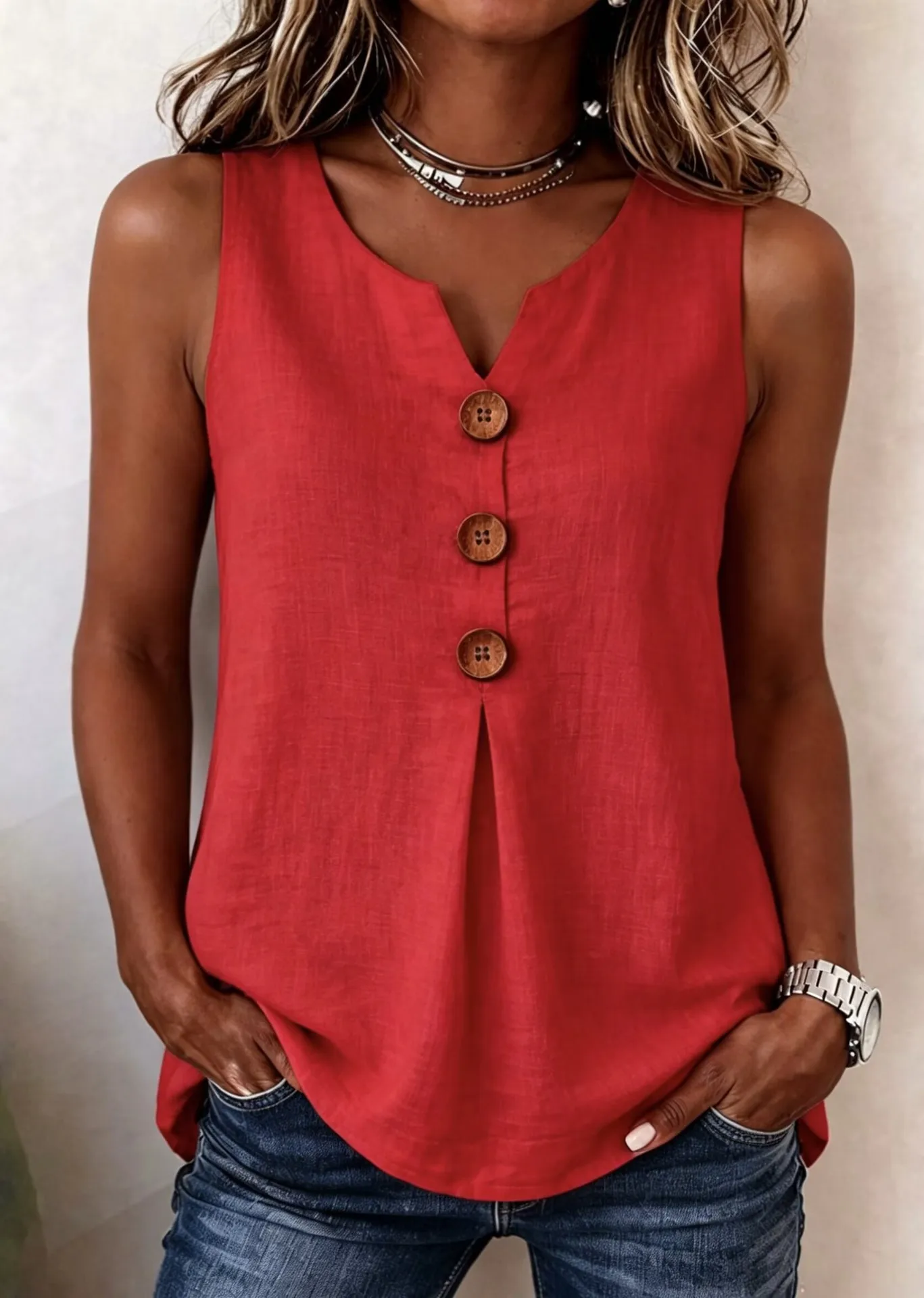 Aurelia Linen Button Vest S7cb6f43bd84d443b99c70a36226f8253Q
