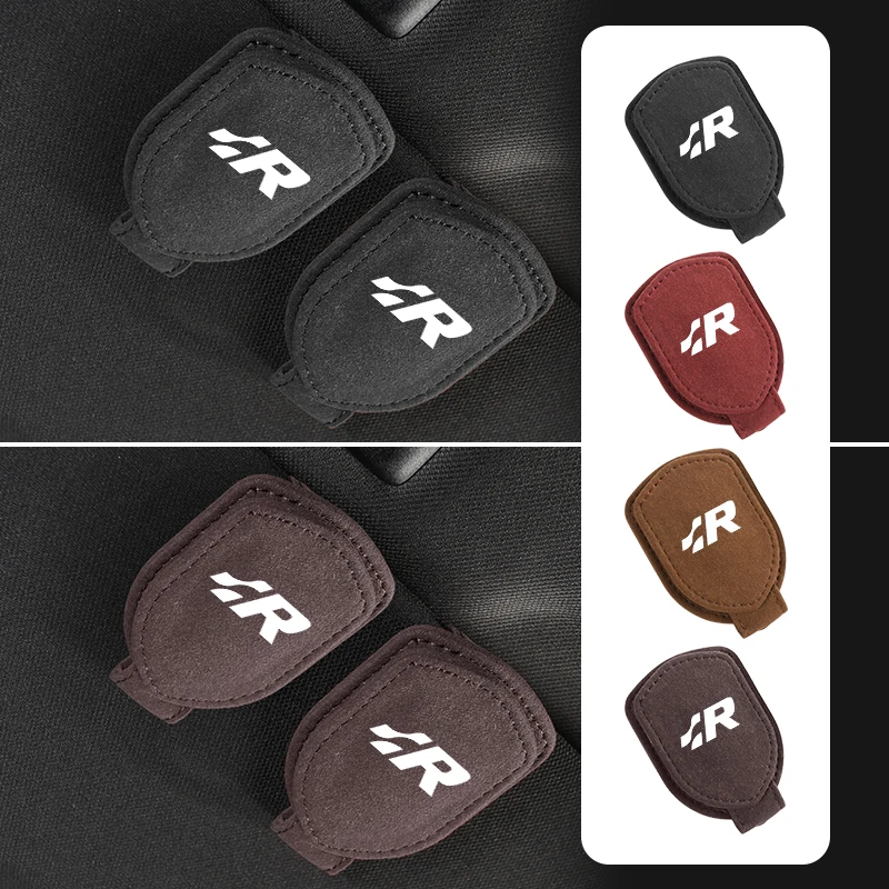 Car Mounted Suede Sun Visor Leather Glasses Clip For VW R Tiguan CC Jetta Polo Golf Passat Scirocco T-ROC Touareg