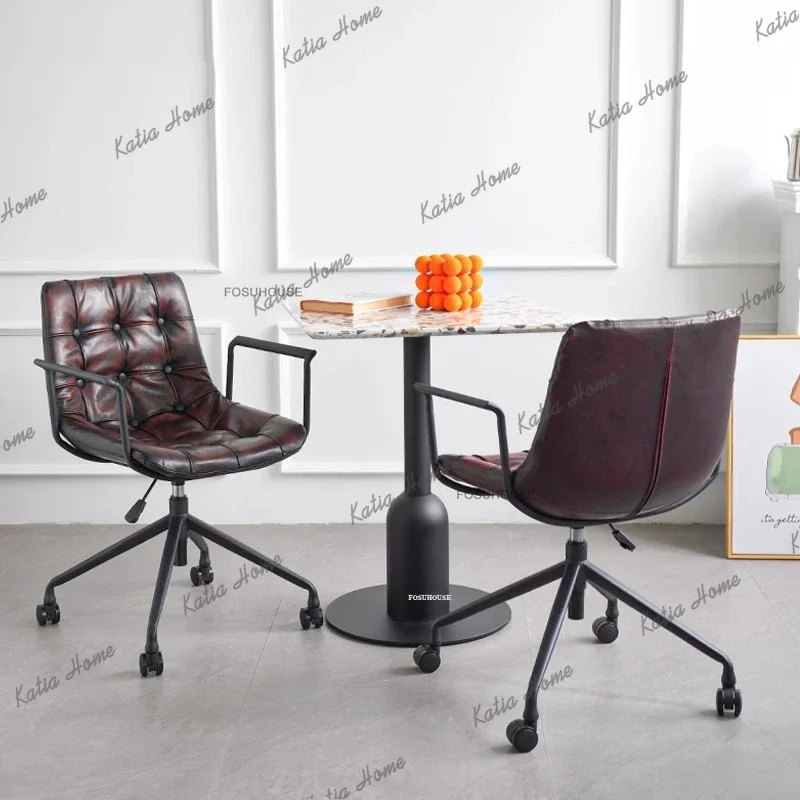 Sillas de oficina LSAmerican, silla ergonómica para videojuegos, muebles de oficina modernos, sillón para ordenador de uso doméstico, silla giratoria con respaldo retro y función de elevación.