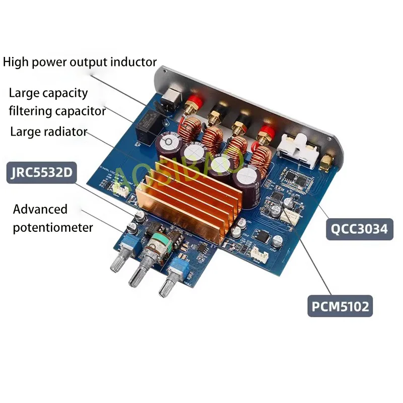 AIYIMA SMSL D200B TPA3221 Digital Amplifier 105W * 2 Tone HIFI Amplifier Decoding Dual VU Table 5.1 Bluetooth Amp Audio