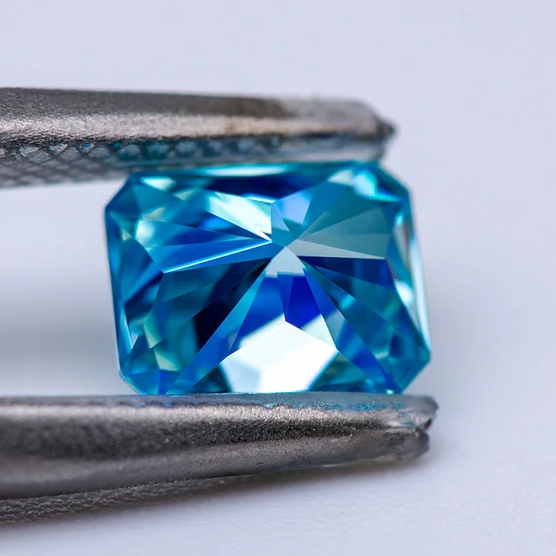 Moissanite Stone Radiant Cut Aquamarine Color Lab Grown Diamond For Charms Woman Jewelry With GRA Certificate Free Delivery