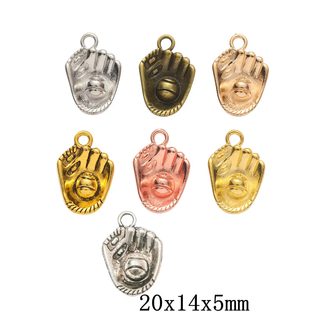 10PCS  22 × 11 × 3MM Zinc Alloy Jewelry Charm Baseball Glove Pendant LJ1415