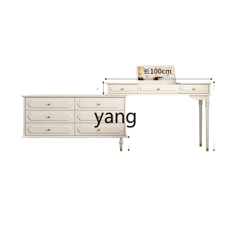 

YJQ cream chest dresser integrated medieval solid wood dresser bedroom end corner retractable makeup table