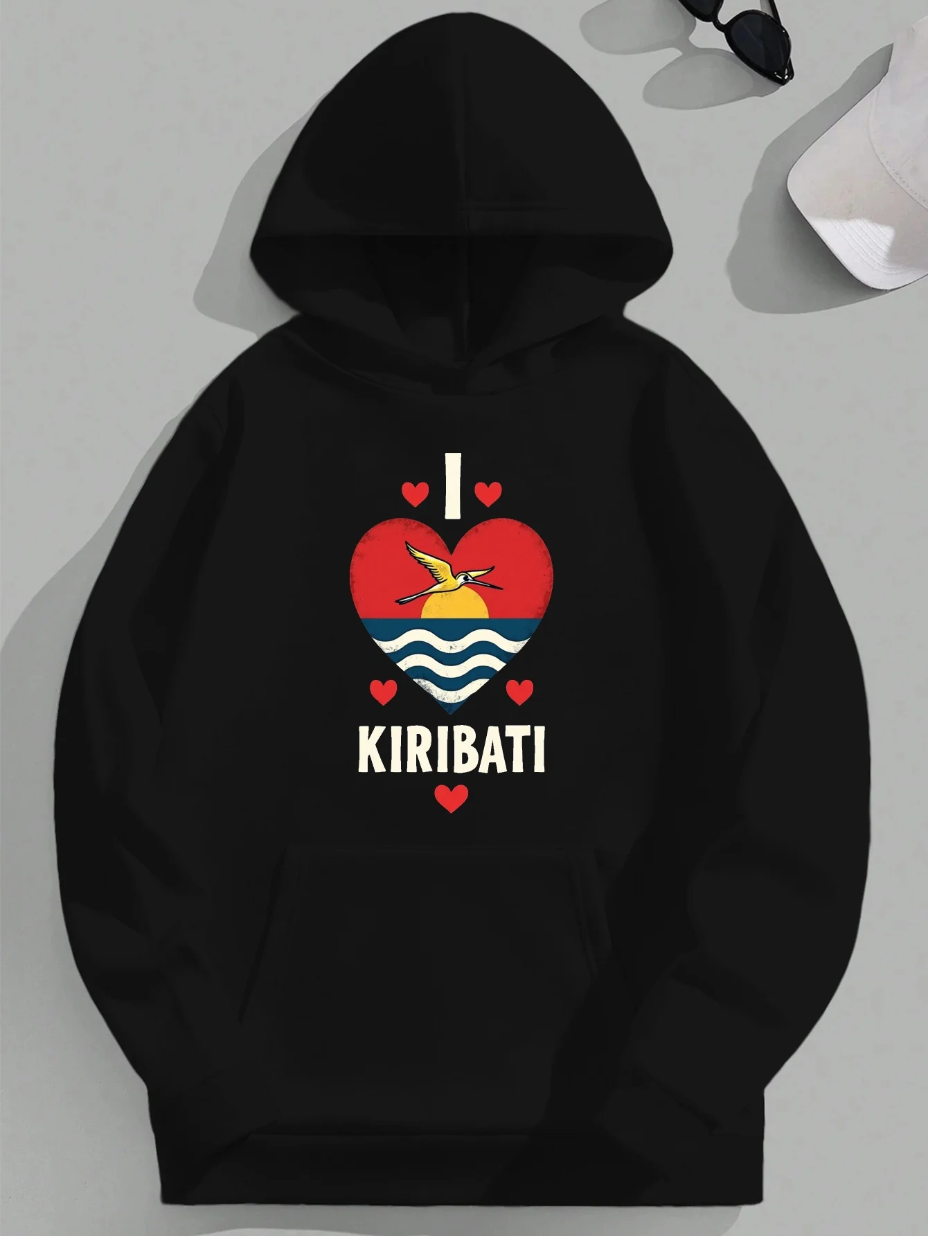 

Мужская толстовка с капюшоном I Kiribati Flag Design размера плюс, большие размеры