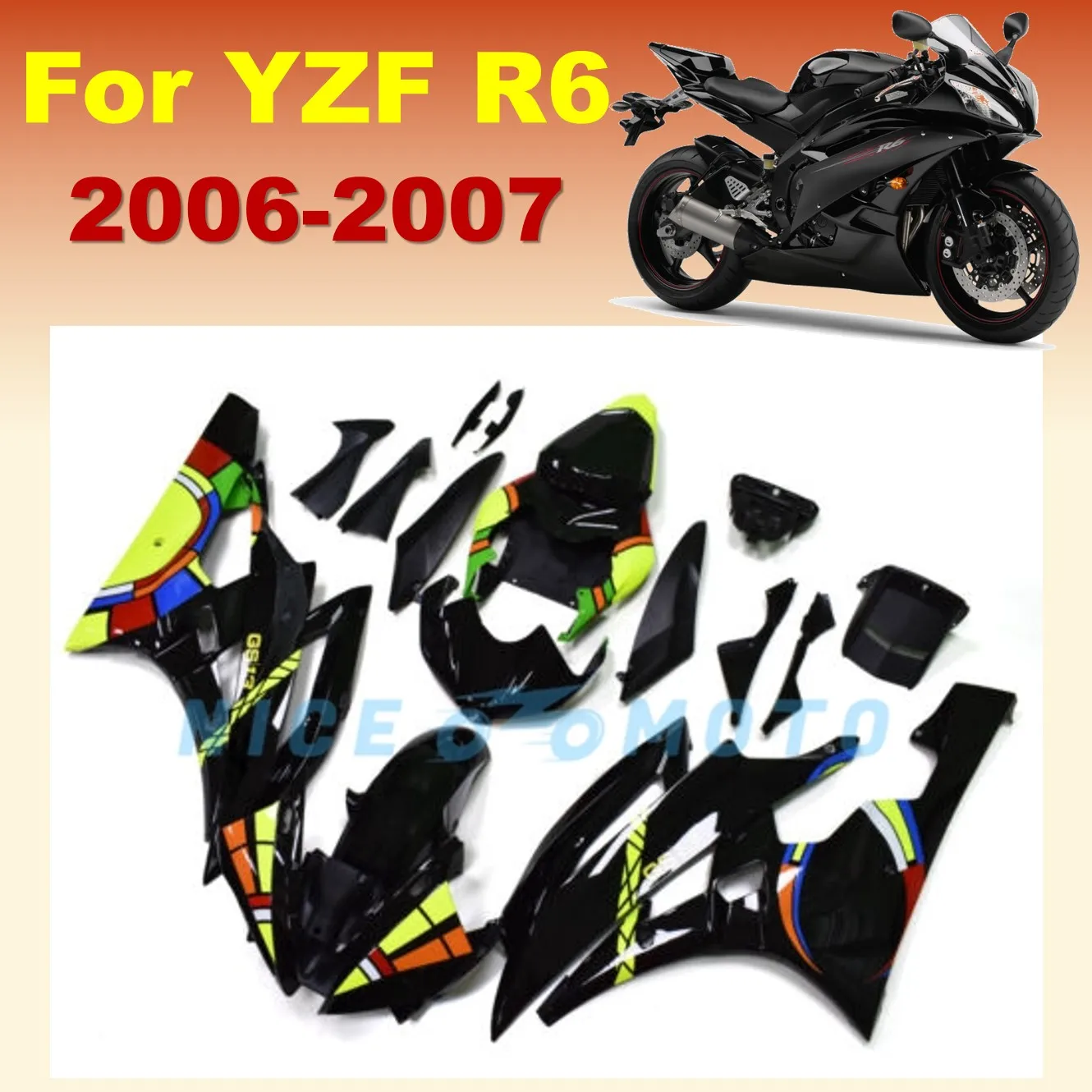 New ABS Motorcycle Fairings Kits  For YAMAHA YZF R6 2006 2007  YZFR6 06 07 YZF-R6 Color Bodywork Protection kit