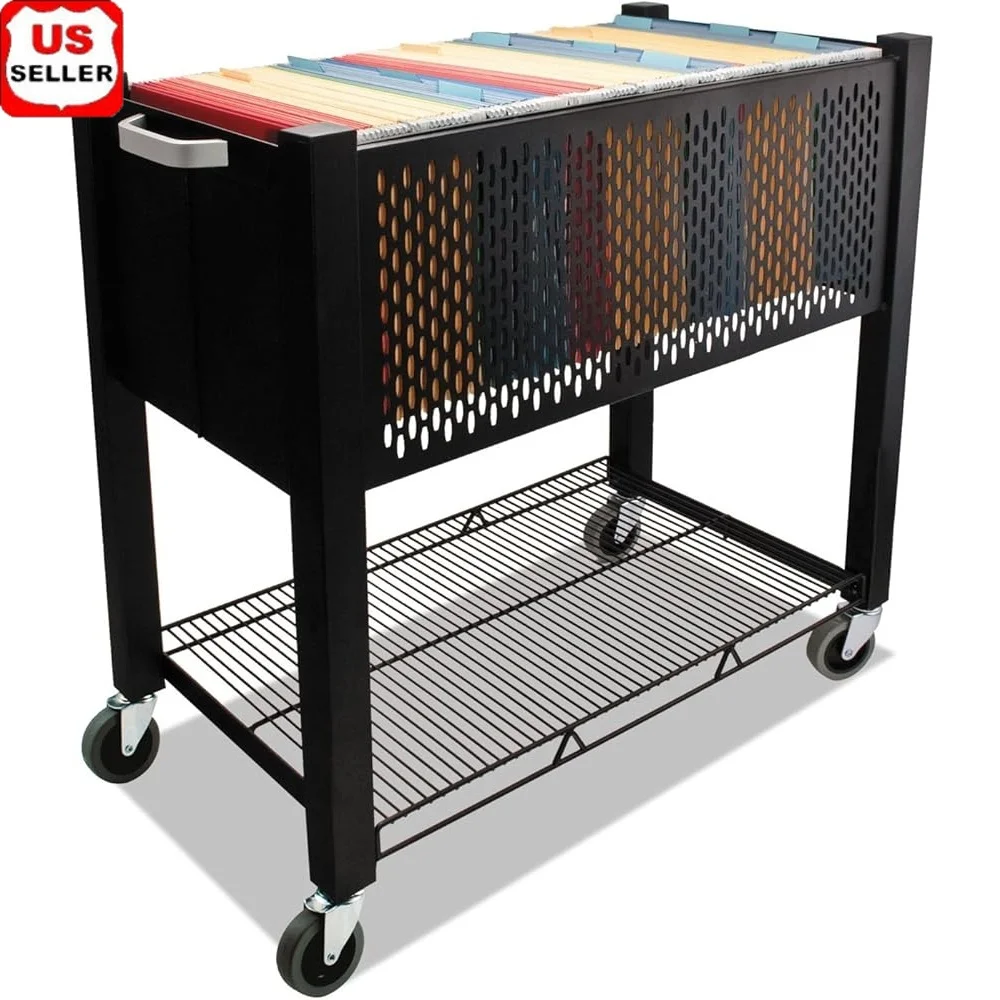 

InstaCart File Cart Durable Steel Mobile File Storage Rolling Cart with Easy Assembly and Bottom Shelf Office Home Use