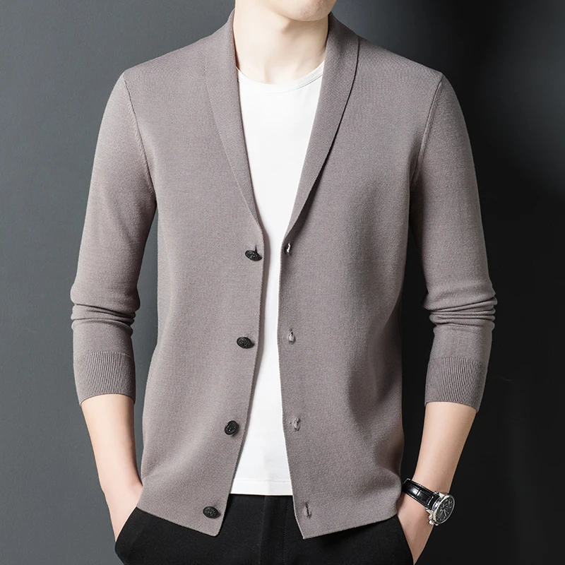 Top Grade Men's Blazer Coat 2022 Spring & Autumn Single Breasted Knit Cardigan Male Sweater Jacket Long Sleeve Knitwear