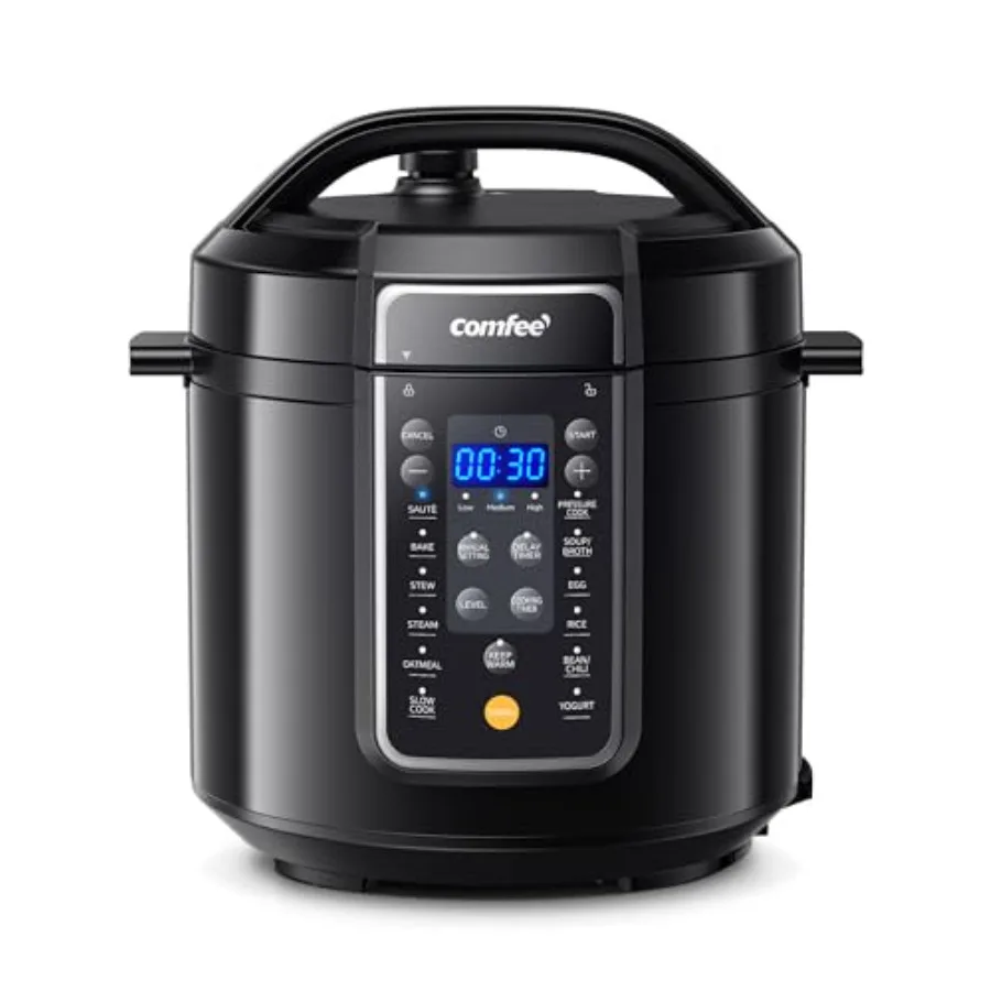 

12-in-1 Electric Pressure Cooker Instant Multi with Non-Stick Pot Yogurt Maker Rice Cooker Slow Cook Saute Steamer 6 Quart Blac