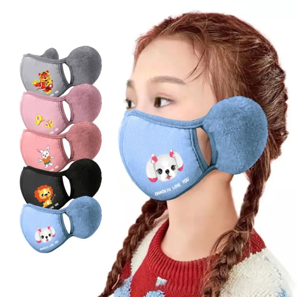 Orejeras transpirables a la moda para niños, orejeras a prueba de frío, máscaras cálidas de invierno, accesorios para niños a prueba de viento, cubierta bucal de viaje