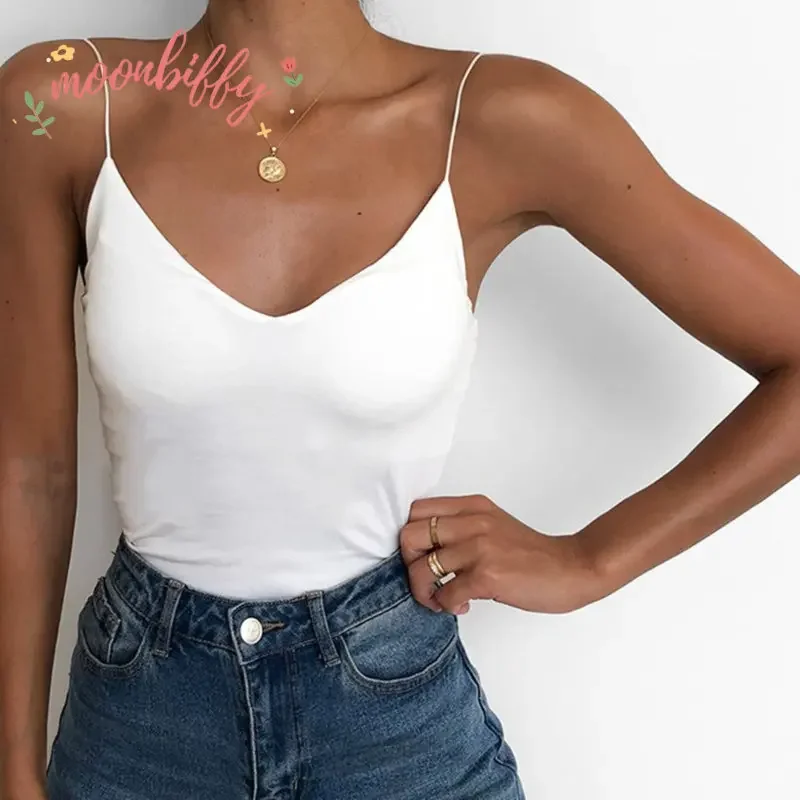 Satin Women Thin Wild Solid Camis Vest Women Tank Tops Female Summer Sexy Strap Basic Tops Slim V-Neck Sleeveless Camisole