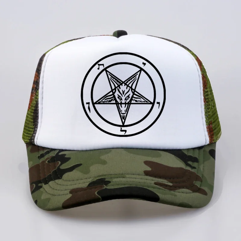 Hot Pentagram Gothic Occult Satan New Men\'s Fashion brand Baseball cap Summer cool Mesh Trucker hat Men snapback hats