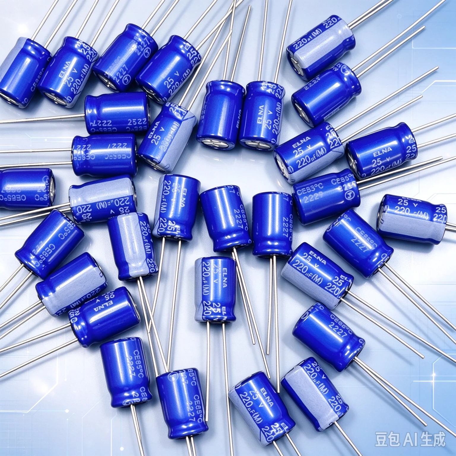 200pcs  Premium 220UF 25V RE3 Electrolytic Capacitor for 8×11.5mm