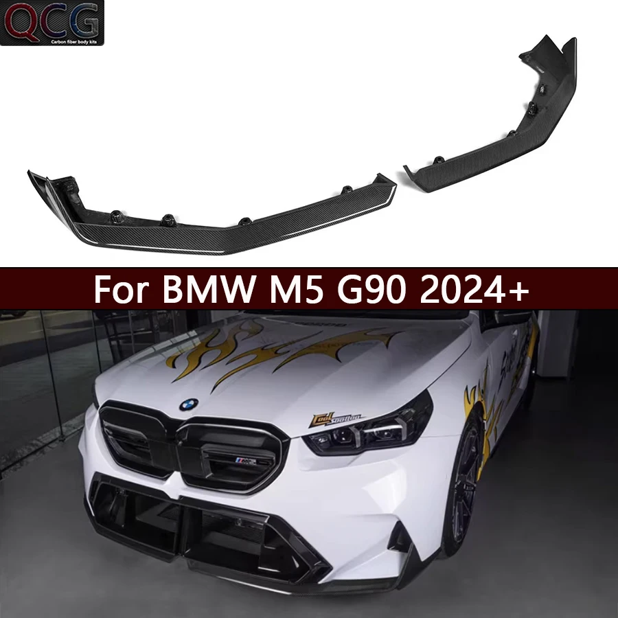 

For BMW M5 G90 2024+ Dry Carbon Fiber Front lip Car Front Bumper Diverter Spoiler Diffuser chin Shunt Car Accessories Body Kit