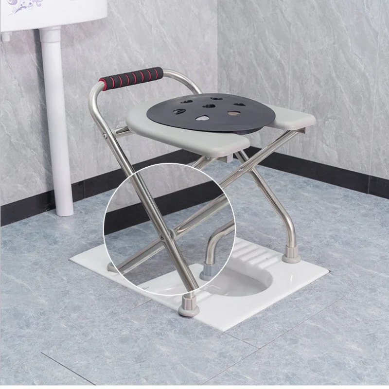 Foldable Toilet Chair  for The Elderly Pregnant Women Toilet Stool Movable Potty Chairs Steel Multifunction Bathroom Stools