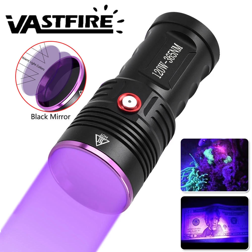 

120W UV Flashlight 365nm 6-CORE LED Ultraviolet Torch Purple Light UV lamp Rechargeable Zoom Light Pet Urine Stains Detector