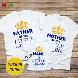 Matching Family Shirts Birthday Party Shirt Glold Crown Shirt T-Shirt Outfits Personalized Name Boys Baby Onesie Dad Son Tshirt