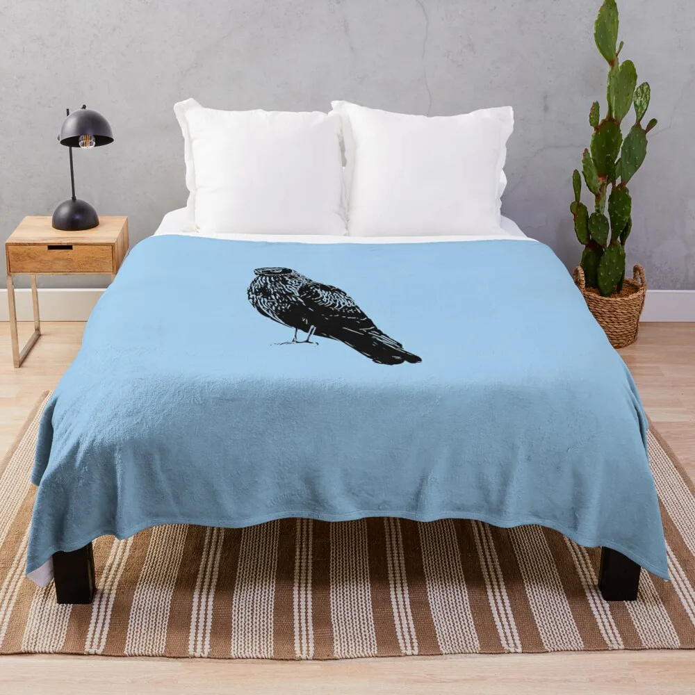 Northern Harrier Marsh Hawk Perched Black Design Throw Blanket Picnic Baby Sofa Soft Blankets