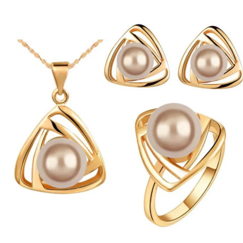 simulated Pearl pendant Necklace Earrings ring fashion Jewelry sets accessories dropshipping new arrival Brand bridal girl