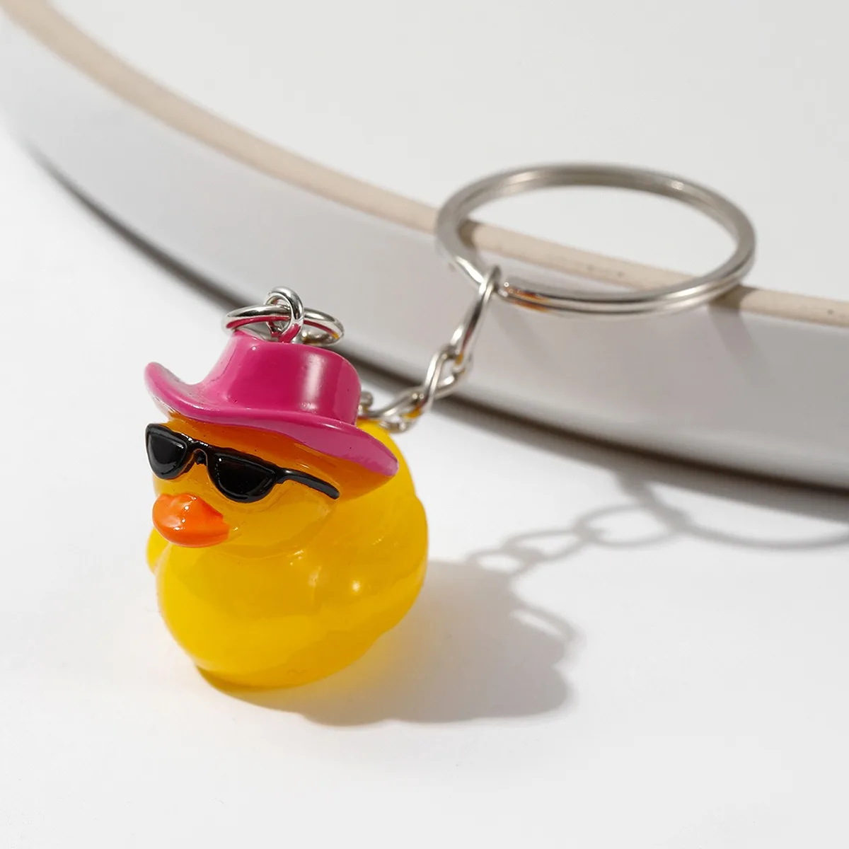 20 pcs 3D Cute Duck with Hat Keychain Charms Cartoon Resin Pendant Keyring