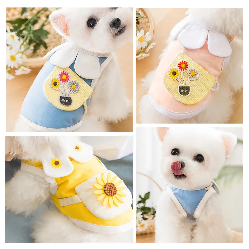 pet two legged clothes in spring summer Thin breathable vest T-shirt collar satchel cat dog costume clothing chihuahua teddy