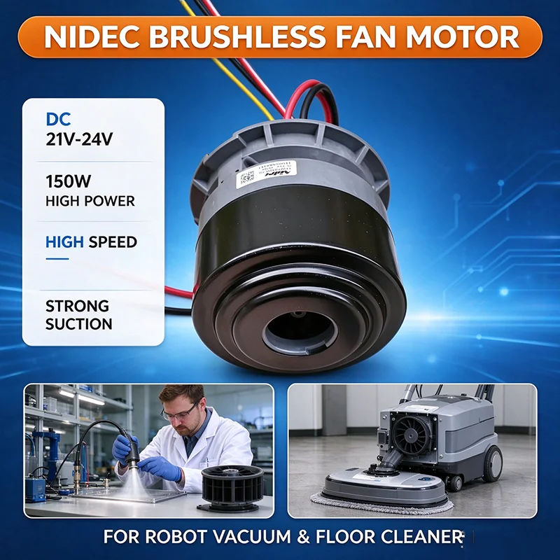 Nidec Brushless Motor Fan DC 21V-24V 150W High Speed Strong Suction for Robot Vacuum Sweeper