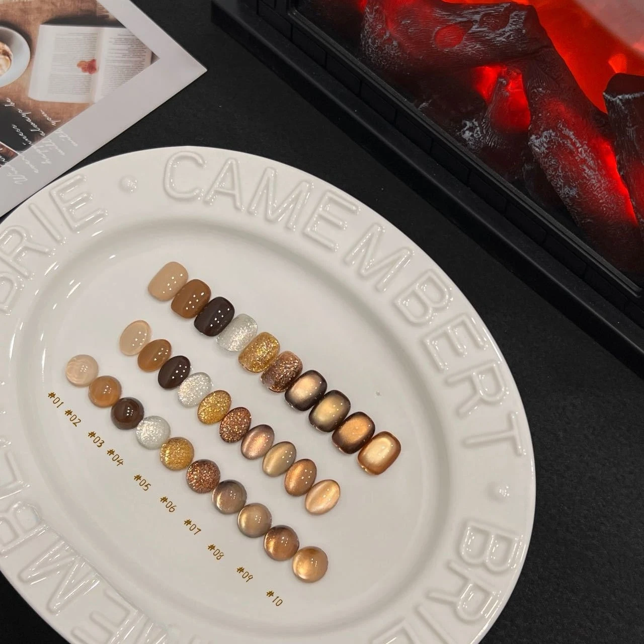 جديد الزجاج حبة البني الأحمر القط العين بلون بريق جيل للأظافر مزيج شبه مزاجه المغناطيس القط العين هلام الورنيش مانيكير #2